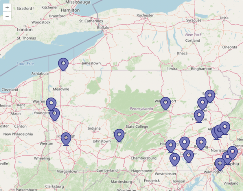 Map of All American Home Care Service Areas